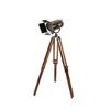 Silver Aluminum and Steel Shade Tripod Floor Lamp with Brown Rosewood Tripod, Wooden Tripod Floor Lamp for Home and Office