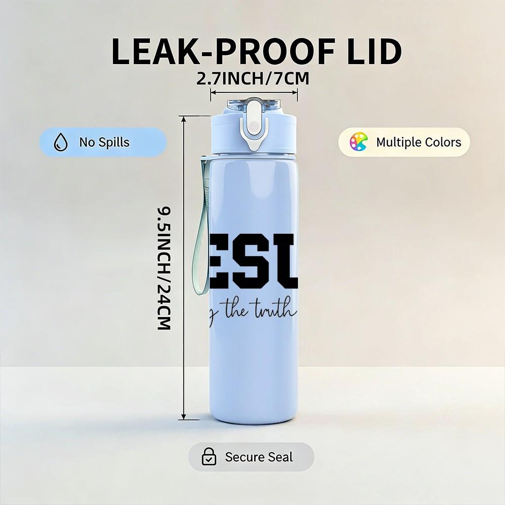 1PC Jesus The Way Truth Life 750ml Color Plastic Sports Water Bottle Leakproof Flip Straw Lid Suitable for Sports Office Home Use