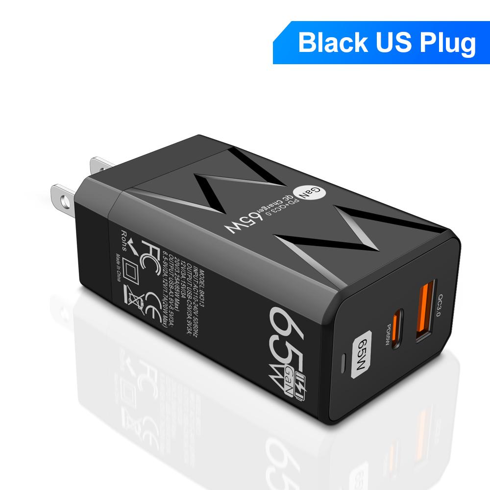 PD Fast Charging 65W GaN Type C QC 3.0 Quick Charger Wall Adapter For iPhone iPad Xiaomi Samsung EU/US/KR Plug