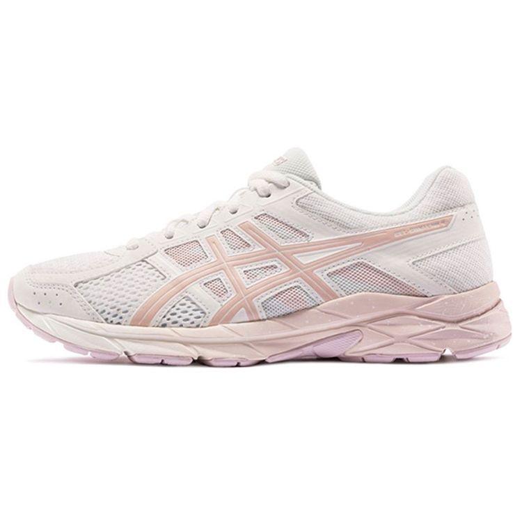 Asics Gel-Contend 4 Comfortable Fresh Fabric Synthetic Leather Cushioning Breathable Low-Top Casual Running Shoes Women Sneaker White Pink T8D9Q-105