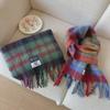 "Mi Mi Unisex Red and Blue Plaid Warm Scarf for Autumn and Winter"