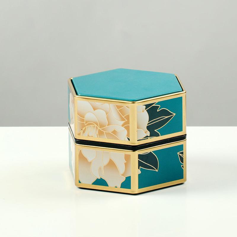 Креативный шестиугольный чайник, жестяная банка, китайская жестяная емкость для хранения чая, герметичная переносная коробка для чая, пустая банка, чайный сервиз, аксессуары