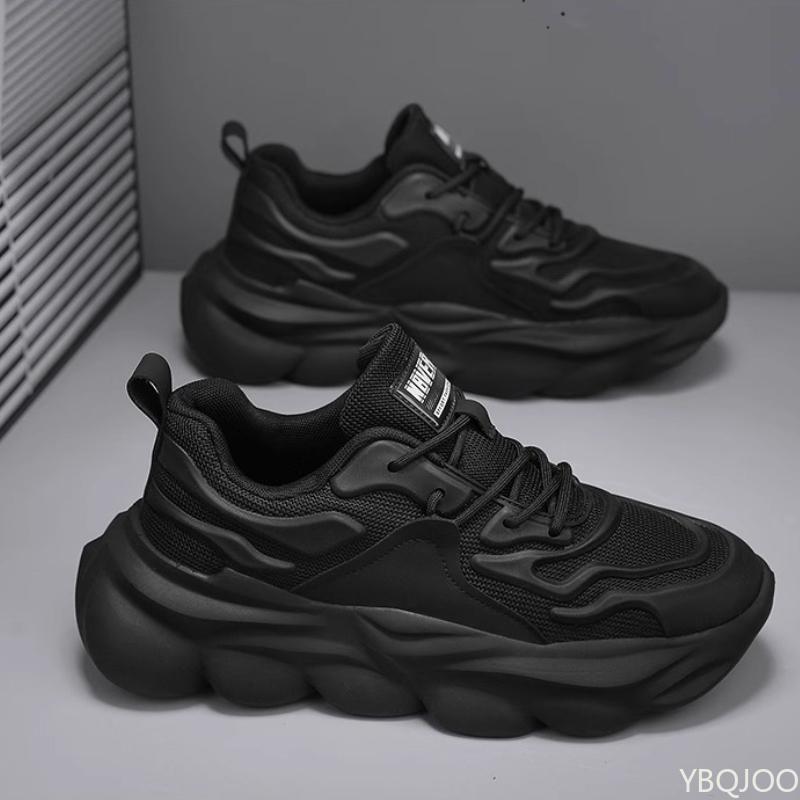 Летние дышащие сетчатые новые повседневные спортивные туфли мужские для бега толстая подошва увеличивающие рост простые удобные противоскользящие туфли