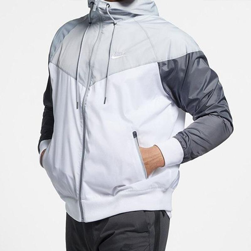 Nike Спортивная ветровка с капюшоном, мужская верхняя одежда, серо-белая AR2192-100