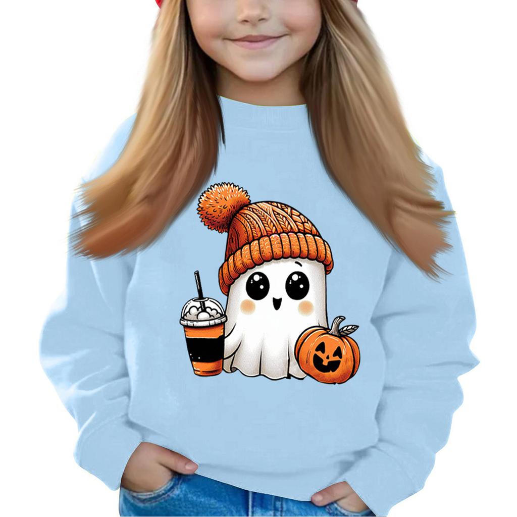 Halloween Day Girls Round Neck Pullovers For Kids Printed Baby Tops