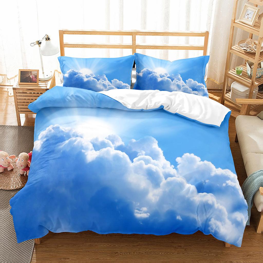 White Cloud Duvet Cover Collection Comforter Cover Twin Full King Size For Kids Teens Adults Bedroom Decor Bedding Collection With Pillowcase