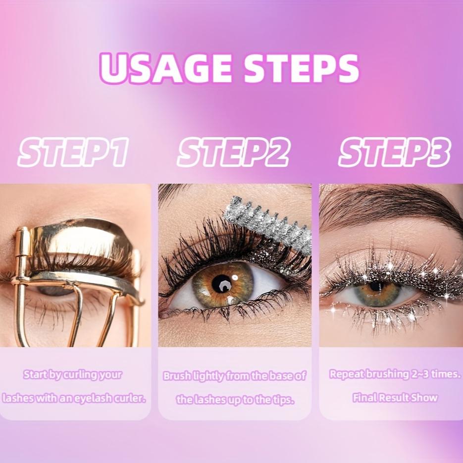 1pc Glitter Diamond Mascara Sparkly Snowflake Waterproof Smudge-proof Eyelash Makeup For Music Festival