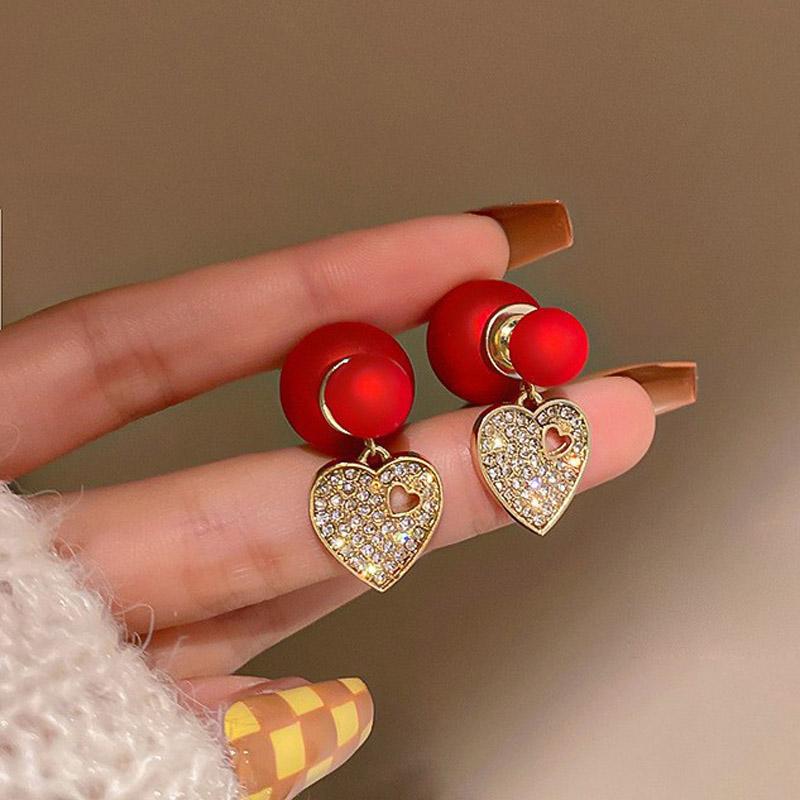 Серьги-капли с красным бантом для женщин, темпераментные серьги с сердечками и бантом для девочек, новогодние праздничные украшения
