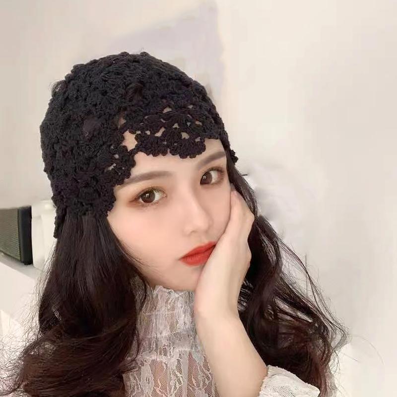 Цветочная вышивка крючком ажурная вязаная шапка французские ретро-аксессуары для шапочки