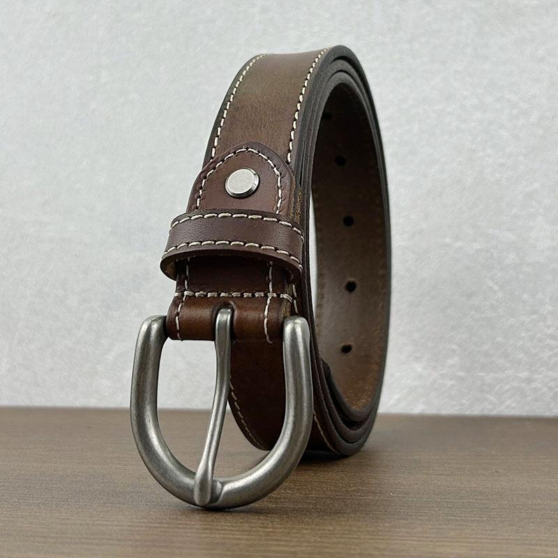 Ремень в стиле ретро для женщин, кожаный, повседневный, с пряжкой, для джинсов, первый слой, простой ремень из воловьей кожи, модный