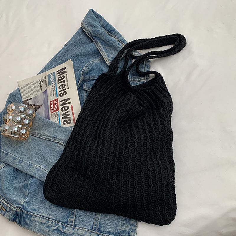 Пляжные сумки Женская сумка через плечо Вязаная крючком сумка Дизайнерская вязаная сумка-шоппер с полой ручкой сверху