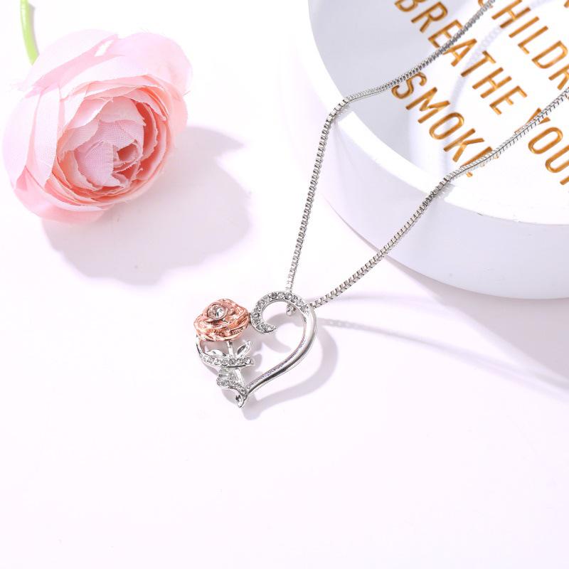 New love rose zircon necklace neck chain romantic Valentine's Day gifts new accessories wholesale