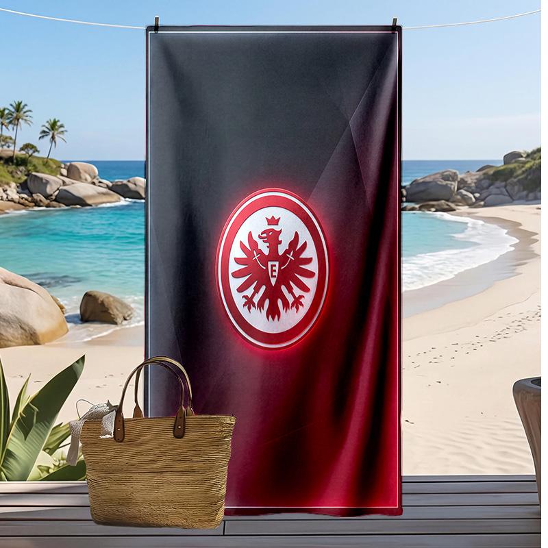 Пляжное полотенце Eintracht Frankfurt Football Print, Большое Мягкое Быстросохнущее Полотенце для Пляжа Кемпинга Плавания