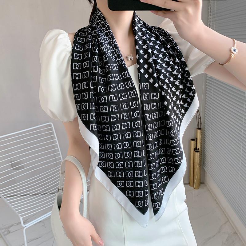 New Square Scarf Emulated Silk Scarf Fashionable Professional Scarf Versatile Light Thin Breathable Twill Scarf Shawl