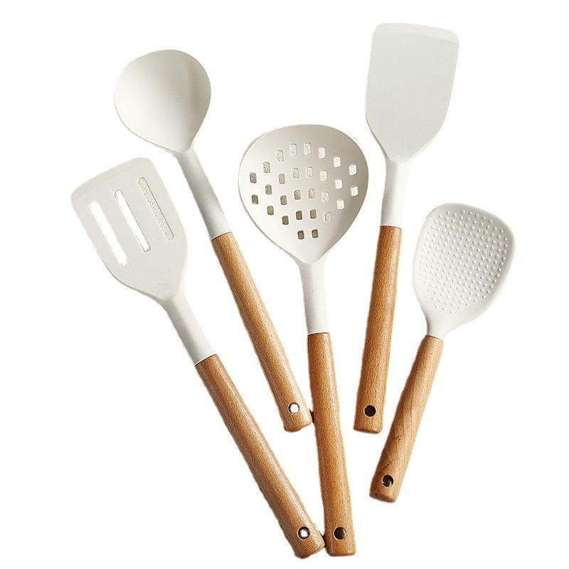 5pcs/set Food Grade Silicone Spatula High Temperature Resistant Soup Spoon Colander Kitchen Utensils Nonstick Pan Special
