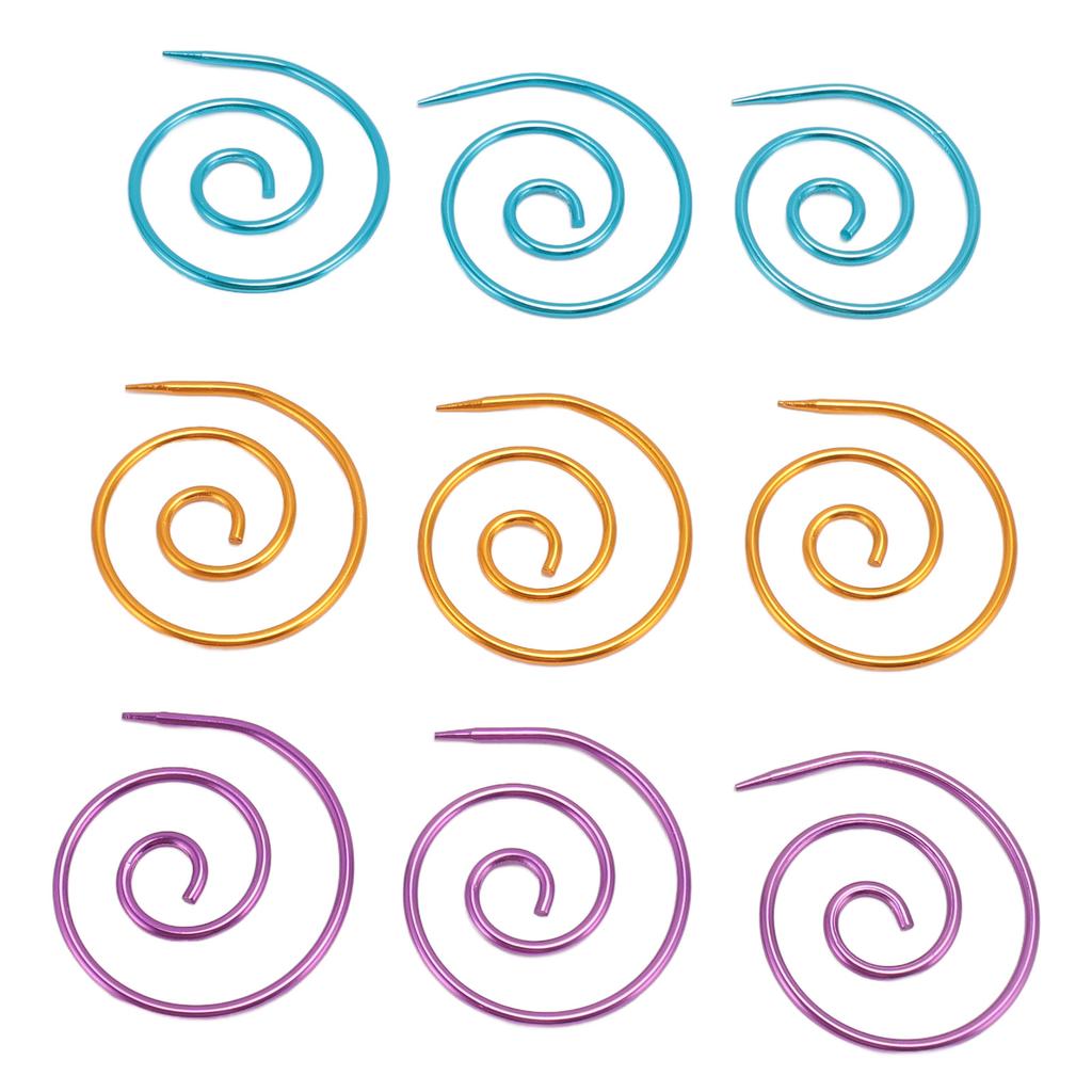 9Pcs Spiral Cable Knitting Needle Metal Circular Knitting Needle Cable Needle Shawl Pin with