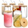 550ml Glass Cups with Bamboo Lids and Straw Transparent Mason Jars Coffee Mug Beer Cups For Milk Juice Cola