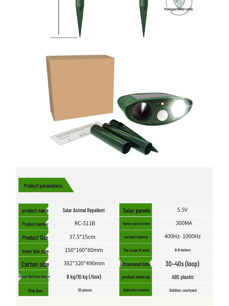 Solar-Powered Ultrasonic Animal Repeller: Deter Mice, Birds, Cats, and Dogs