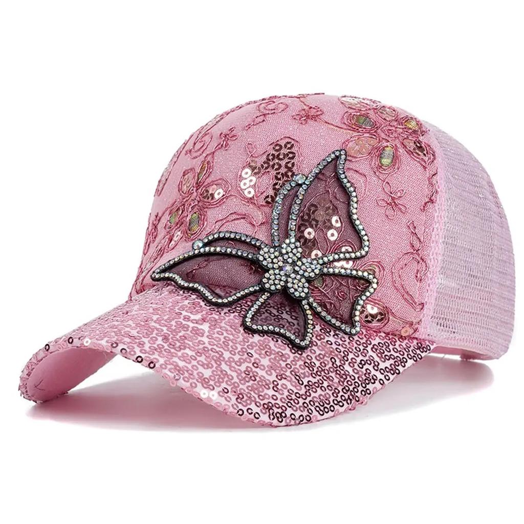 Unisex Butterfly lace glitter Baseball Net Caps Spring and Summer Outdoor Adjustable Casual Hats Sunscreen Hat