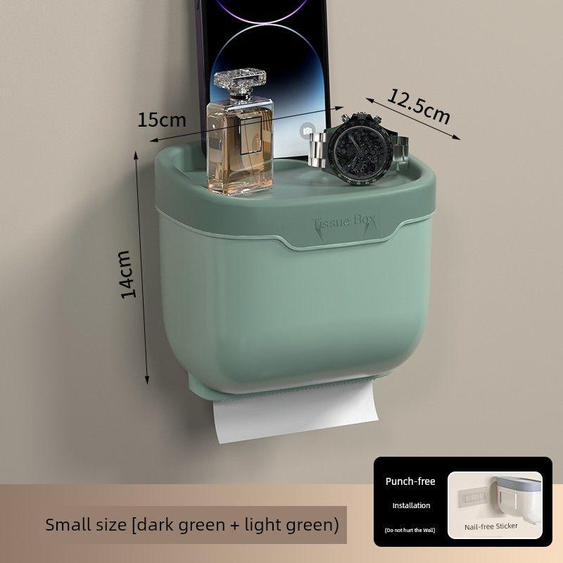 Punch-Free Toilet Tissue Box Toilet Waterproof Towel Rack Storage Rack Paper Extraction Box Wall Hanging Chart Drum