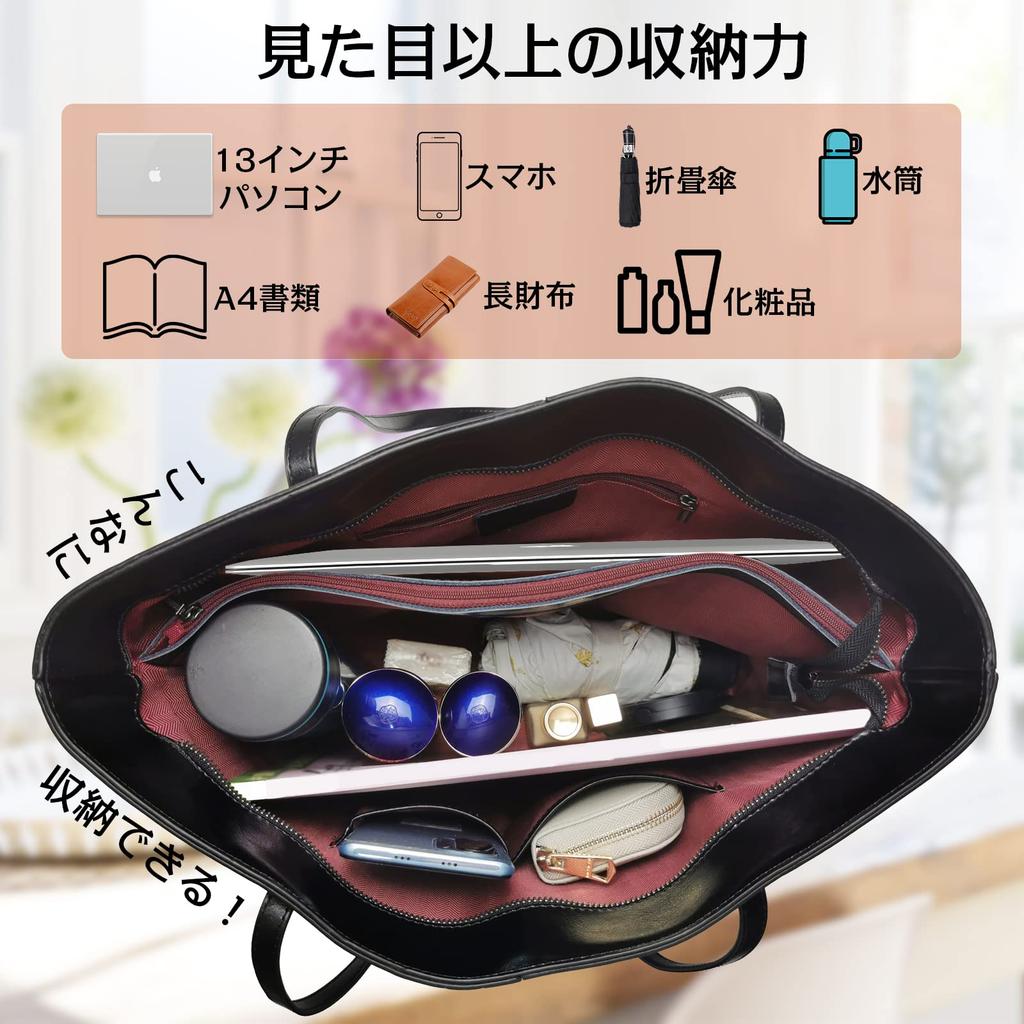 Tote Bag for Genuine Leather Tote Leather Business Shoulder Simple Large For Going To Easy To Going Suitable for Many Occasions [Kyoei-Tech] Women,