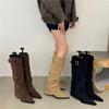 2025 Autumn and Winter New Pointed Toe Heel Pants Boots Internet Celebrity Suede Versatile Knight Boots