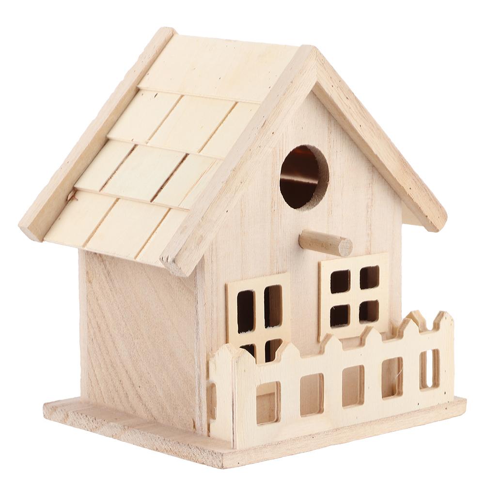 Wooden Bird House Nests Outdoor Hanging Birds Parrots Resting Breeding Box Decoration