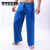 New Men's Sexy Loose Ice Silk Lace-up Trousers Comfortable Home Fitness Yoga Foreign Trade Leisure Wide Foot Pajamas