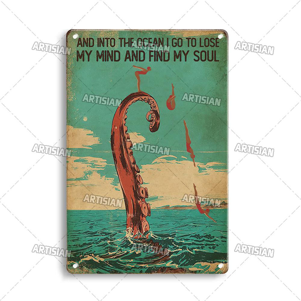 Художественный Плавание Металлический Знак Дайвинг Жестяной Плакат Спорт Океан Декоративная Тарелка Настенный Декор Гараж Бар Паб Клуб Отель Кафе Кухня