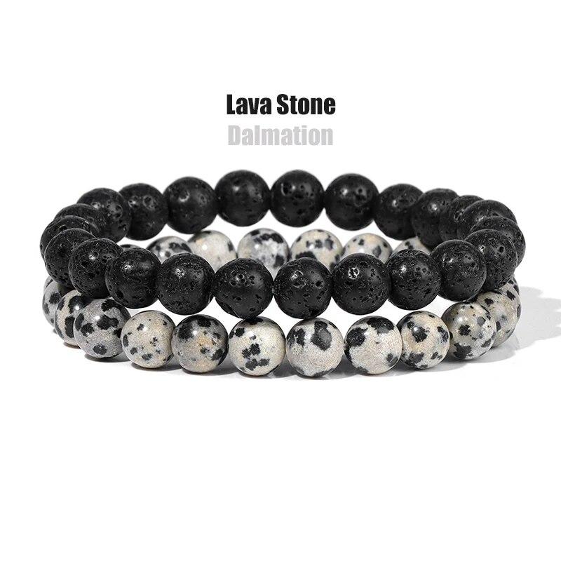2 шт./компл. браслеты для женщин, набор браслетов из натурального камня, агаты, 8 мм, бисер, бирюзовый кристалл, браслет, мужские ювелирные изделия, исцеление
