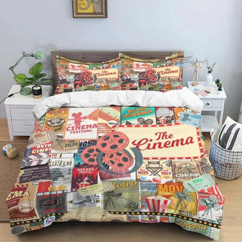 Узор хлопушки для кинофильма, Комплект постельного белья с одеялом, Пододеяльник, Комплект для кровати, Покрывало, Наволочка, Комплект постельного белья размера кинг/квин