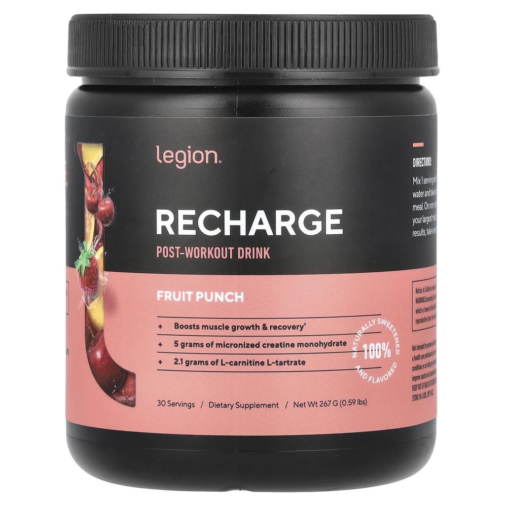 Recharge, Post-Workout Drink, Fruit Punch, 267G(0.59Lbs)