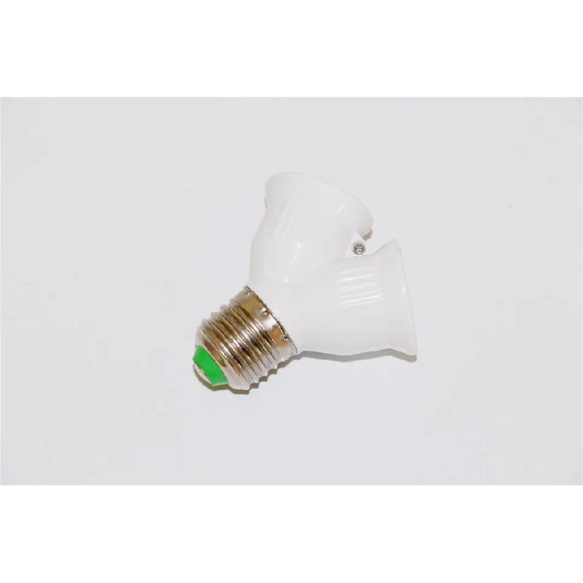 1 X Fireproof ABS Material E27 to 2 E27 Bulb Lamp Holder Converter Socket LED Lamp Base E27 to 2E27 Y Shape Splitter Adapter
