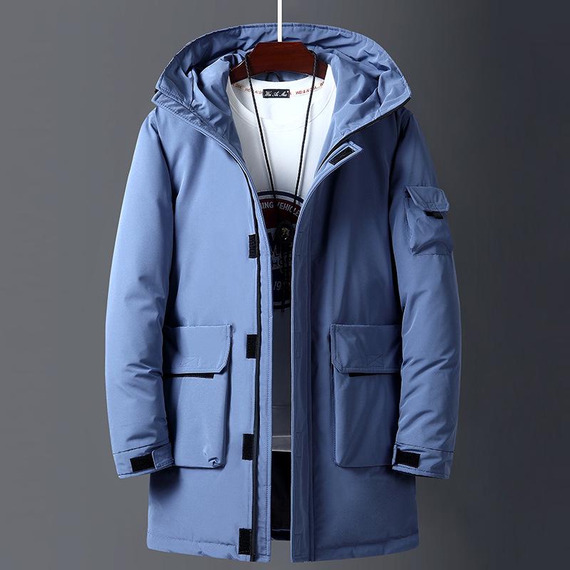 Youth Hooded Cotton-Padded Jacket: Men's Mid-Length Casual College Style Workwear, Cold-Resistant School Uniform