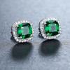 1 Pair Princess Cut Aqua Blue Green White Yellow Champagne Color Stone Earrings Square Stud Earrings Wedding Jewelry