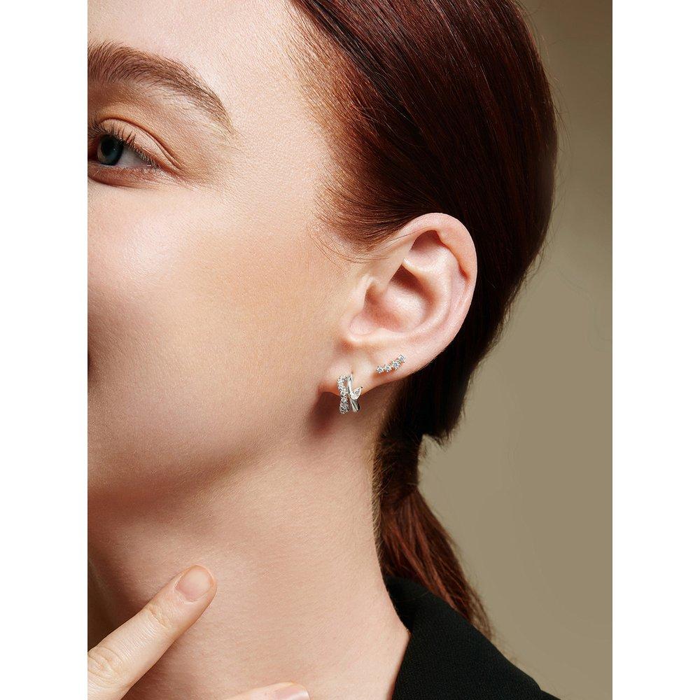 [Worn by Twice Tzuyu] Sparkle Ear Climber 925 Silver Stud Earrings E056-02H