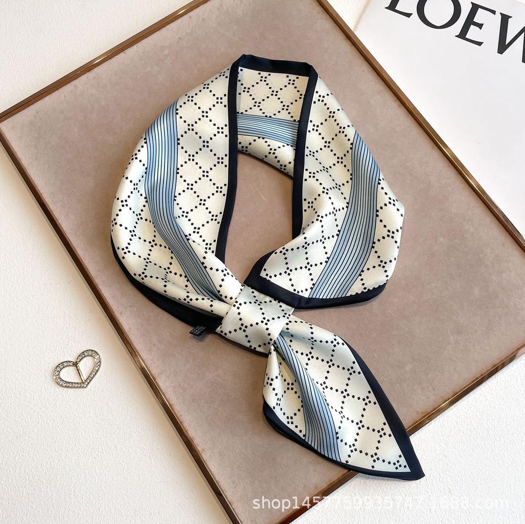 Silk Scarf Small Long Square Scarf Women'S High-End Neck Protection Scarf Professional Matching Shirt Scarf