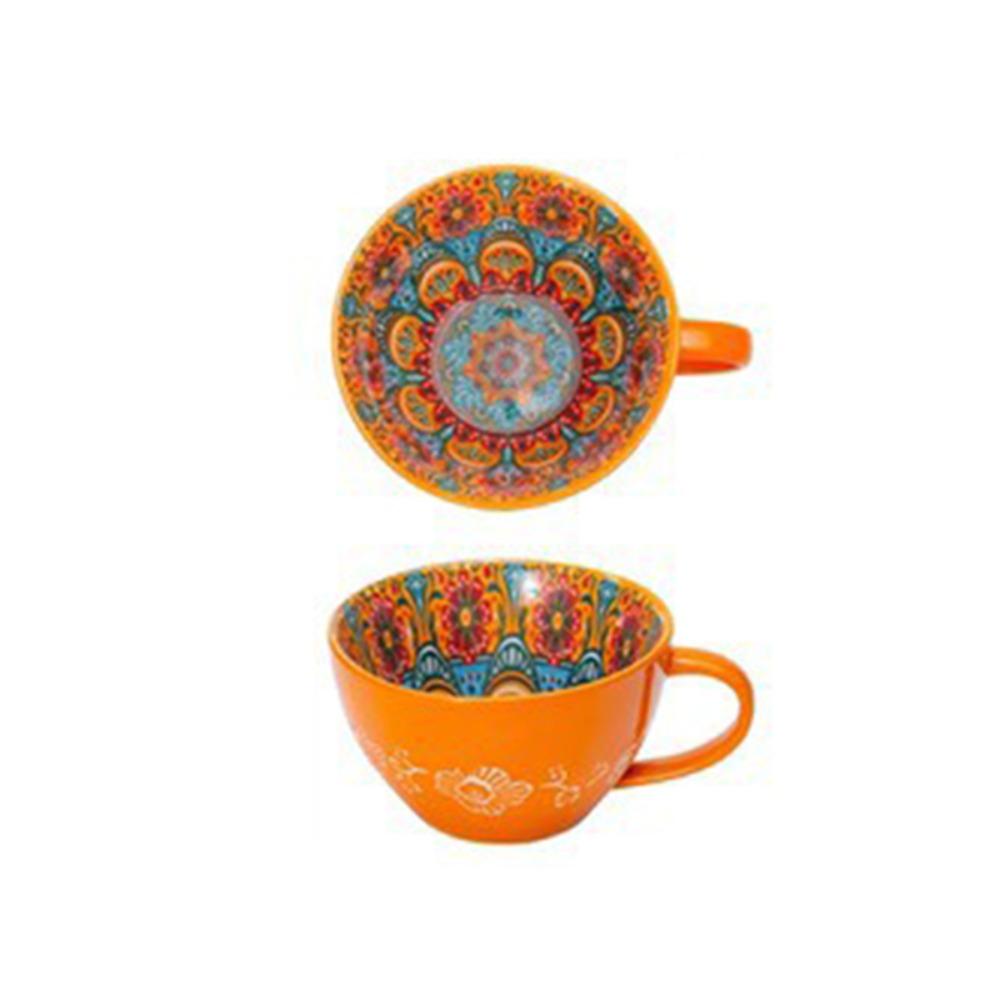 Ceramic Coffee Mug Retro Oatmeal Cup Creative Bohemian Breakfast Cup Friend Gift