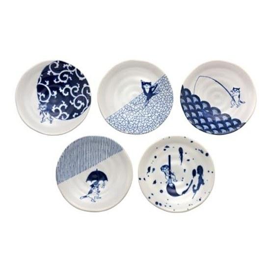 Yamago Pottery Mino Ware Some Neko Small Plate Set 5 Designs