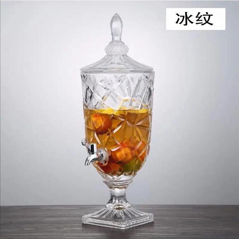 Высококачественный 2-галлонный диспенсер для напитков из прозрачного стекла с элегантным рельефным дизайном - идеально подходит для домашнего декора