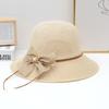 Женская соломенная шляпа для защиты от солнца и солнца, соломенная тканая шляпа с галстуком-бабочкой на открытом воздухе для пляжных прогулок, устойчивая к ультрафиолетовому излучению шляпа от солнца