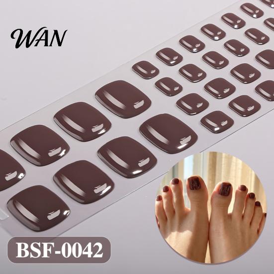 Adhesive Nail Sticker Gel Toenail Strips with File Easy Apply Remove No LED Lamp Needed Cover Home Manicure DIY Toe Polish Wrap Foot Decoration