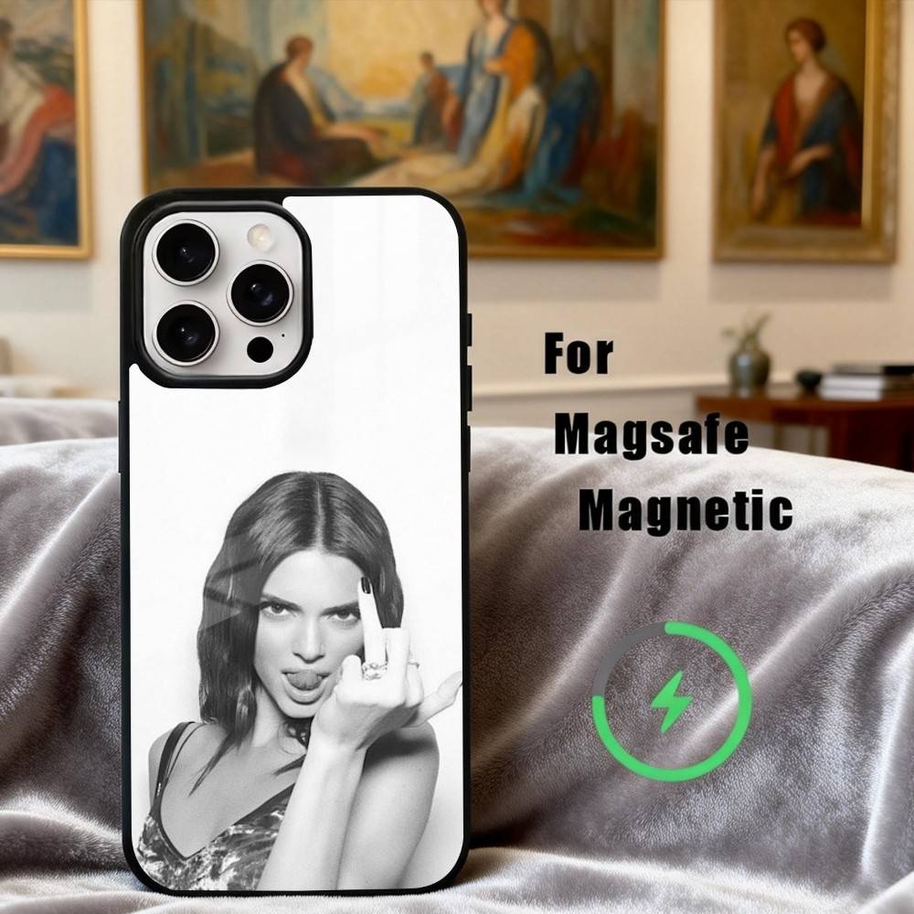 Красивый чехол для телефона модели K-Kendall J-Jenner для iPhone17,16,15,14,13,12,11 Plus,Pro Max Магнитный для беспроводной зарядки Magsafe
