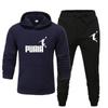 2024 Autumn and Winter New Sports Personalized Pattern Printed Casual Solid Color Hoodie Set Couple Set Jogging Set