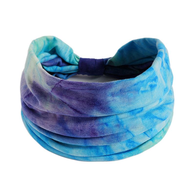 Tie-Dye Boho Knot Turbans Yoga Elastic Head Wrap Women Headband Wide Hairbands Headwear Bandanas Hair Band Accessories