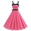 Women's Fashion Temperament Retro Polka Dot Lace-up Backless Set Neck Big Swing Puffy Casual Performance Dress