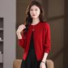 Women's 100% Pure Wool Short Round Neck Cardigan