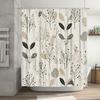 Modern Bathroom Shower Curtain Set Elegant Plant Pattern Decorative Shower Curtains for Home Bathrooms – White Black Beige Col