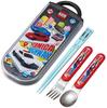 Skater Lunch Box Trio and Made In Tomica TACC2AG Kids' Set, Chopsticks, Spoon, Fork, Kids' Cutlery, Antibacterial, Easy-Open Slide-Open, Japan, 25,