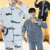 Men's Thicken Warm Pajamas Sets Flannel 2 Piece Sets Sleepwear Male Autumn Winter Home Suit Soft Nightwear Pijama Loungewer